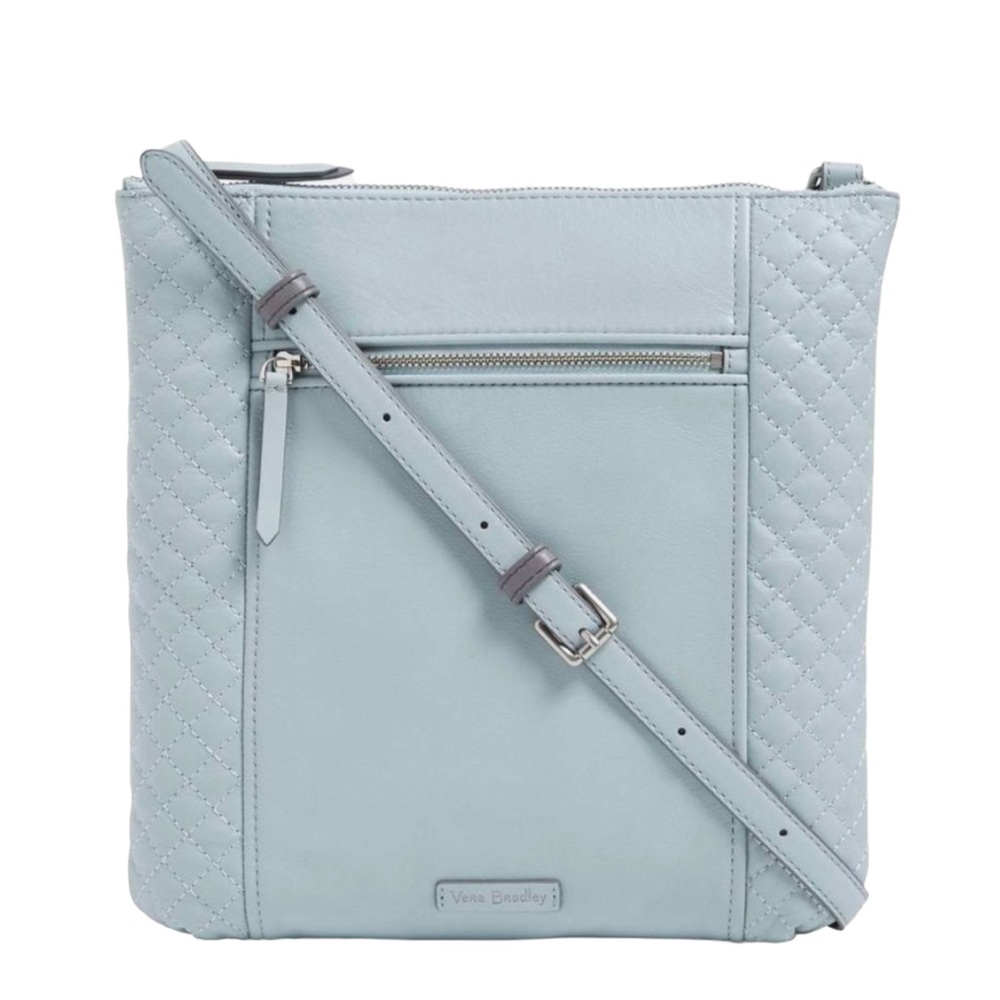 Vera Bradley Genuine Leather Light Blue Carryall Hipster